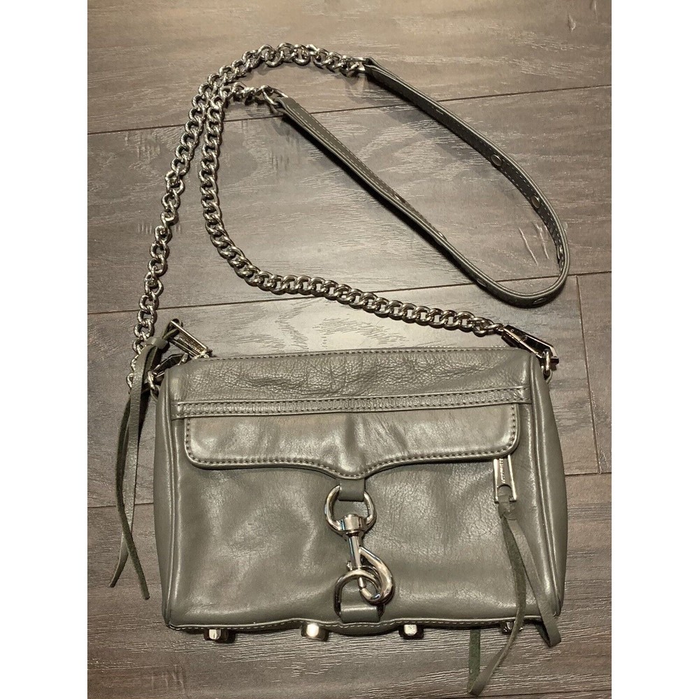 REBECCA MINKOFF Gray Leather Chain Strap Crossbody EUC
